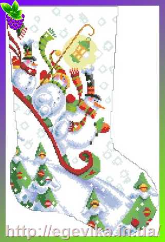 рисунок Заготовка новорічний чобіток для подарунків, вишивка бісером, габардин/атлас, 