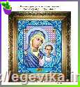 Схема, частичная вышивка бисером, атлас, икона Божья Матерь "Казанская"