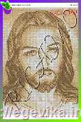 Схема, полная вышивка бисером, габардин, "Лик Иисуса Христа" (беж)