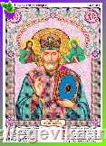Схема, частичная вышивка бисером, атлас, икона "Святой Николай Чудотворец"