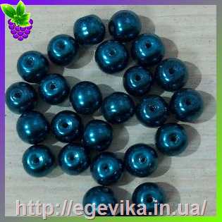 Купить Бусина перлова, стекло, синій насичений, 8 мм