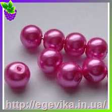 Купить Бусина перлова, стекло, колір насичено рожевий, 8 мм