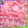 <span>Кабошон</span>  половина акрилової бусини, колір рожевий райдужний (перли перламутрові), 10 мм, 10 шт