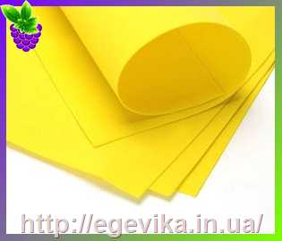 Купить Фоамиран (фумиран, foamiran), лист 20х30 см, цвет 112-желтый, ИРАН