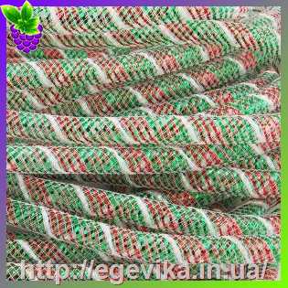 Купить Бижутерная сетка, цвет белый с красным и зеленым люрексом, 8 мм