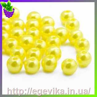 Купить Бусина перлова, акрил, колір жовтий, 8 мм