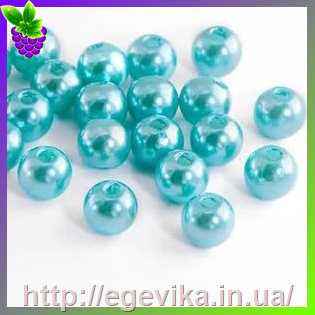 Купить Бусина перлова, акрил, колір блакитний, 8 мм