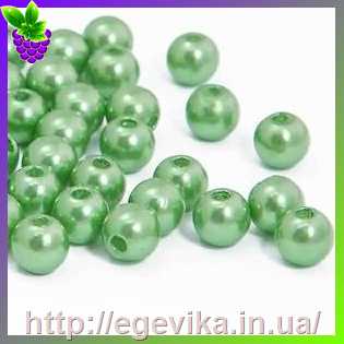 Купить Бусина перлова, акрил, колір зелений газон, 8 мм