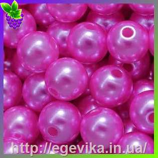 Купить Бусина перлова, акрил, колір яскраво-рожевий, 8 мм
