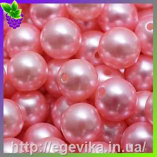 Купить Бусина перлова, акрил, колір помаранчево-рожевий, 10 мм
