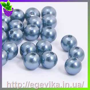 Купить Бусина перлова, акрил, колір сіро-синій, 10 мм