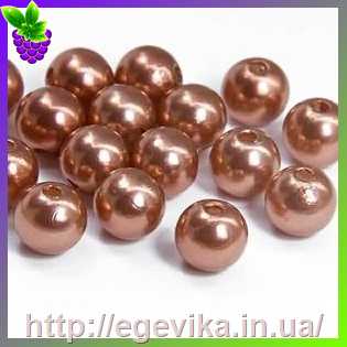 Купить Бусина перлова, акрил, колір шоколад, 10 мм