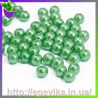Купить Бусина перлова, акрил, колір зелений газон, 6 мм
