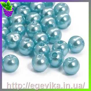 Купить Бусина перлова, акрил, колір аквамарин, 6 мм