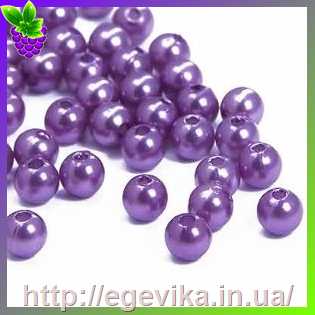 Купить Бусина перлова, акрил, колір фіолетовий, 6 мм