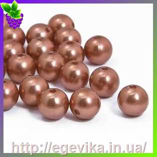 Купить Бусина перлова, акрил, колір шоколад, 14 мм