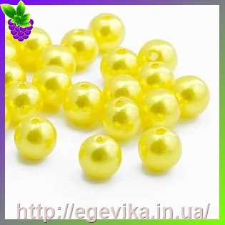 Купить Бусина перлова, акрил, колір жовтий, 12 мм