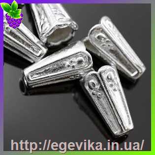 Купить Концевик конус, цвет серебряный, 8х12 мм