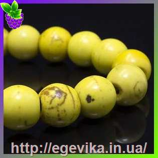 Купить Бусина, синтетическая бирюза (говлит), цвет желтый, 6 мм 