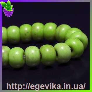 Купить Бусина, синтетична бірюза (говлит), колір зелений, 6х4 мм