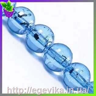 Купить Бусина скляна, волочильна, колір блакитний, 8 мм