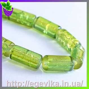 Купить Бусина скляна, імітація битого скла, колір зелений (двоколірні), 12х6 мм