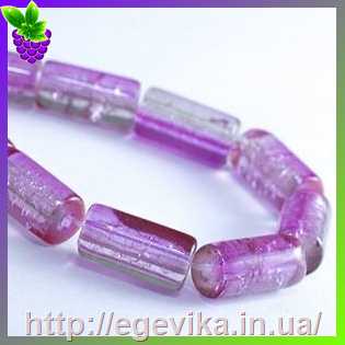 Купить Бусина скляна, імітація битого скла, колір рожевий (двоколірні), 12х6 мм