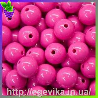 Купить Бусина акрилова, кругла, колір рожевий яскравий, 12 мм