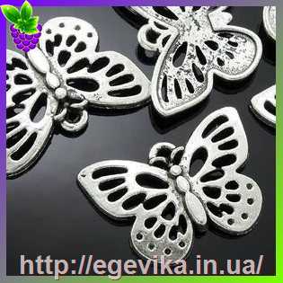 Купить Кулон-Підвіска, метелик, колір античне срібло, 18х25х3 мм