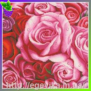 рисунок Заготовка, полная вышивка бисером, полотно,  Барахные розы