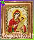 Схема, часткова вишивка бісером, габардин, ікона "Божия Матерь "Тихвинская"