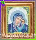 Схема, часткова вишивка бісером, габардин, ікона "Божия Матерь "Казанська" у синьому"