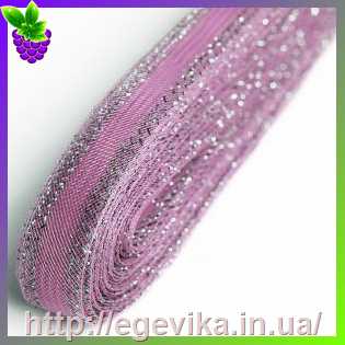 Купить Регилин стрічковий сітка, колір рожевий зі срібним люрексом, 20 мм