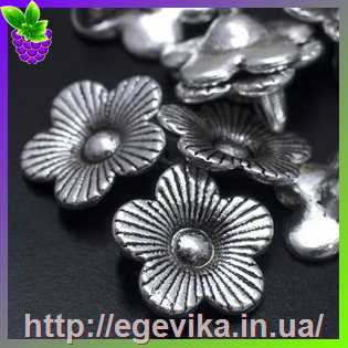 Купить Кулон-Підвіска, квітка, колір античне срібло,  13,5х13,5 мм