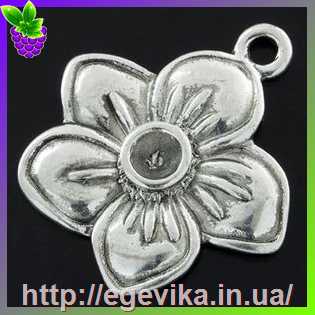 Купить Кулон-Підвіска, квітка, колір античне срібло,  24х20х4 мм