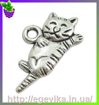 Купить Кулон-Підвіска, кіт, колір античне срібло, 20х13х2 мм