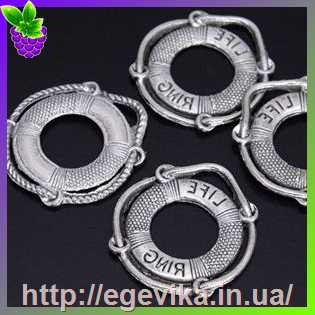 Купить Кулон-подвеска, спасательный круг, цвет античное серебро, 25х28х2 мм