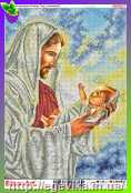 Схема, часткова вишивка бісером, габардин, "Ісус із дитиною"