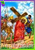 Схема, часткова вишивка бісером, габардин, "Симон з Киринеи помагает Ісусу нести хрест"