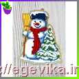 Игрушка-заготовка на новогоднюю елку, полная вышивка бисером, фанера, "Снеговик"
