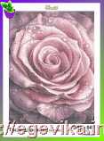 Схема, полная вышивка бисером, полиэстровое атласное полотно,  "Роза розовая" (большая) ("Троянда рожева" (велика))