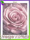 Схема, полная вышивка бисером, полиэстровое атласное полотно,  "Роза розовая" ("Троянда рожева")