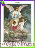 Схема, частичная вышивка бисером, полиэстровое атласное полотно,  "Ангел и дети 2" ("Ангел і діти 2")