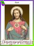 Схема, частичная вышивка бисером, полиэстровое атласное полотно,  "Святейшее Сердце Иисуса" ("Найсвятіше Серце Ісуса")