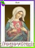 Схема, частичная вышивка бисером, полиэстровое атласное полотно, "Непорочное Сердце Марии" ("Непорочне Серце Марії")