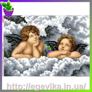 рисунок Схема вишивки бісером (хрестиком) Ангели в хмаринках (срібні) (B502)