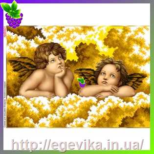 рисунок Схема вишивки бісером (хрестиком) Ангели в хмаринках (золоті) (B501)