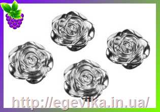 Купить Кабошон наклейка троянда, колір срібний, 10 мм