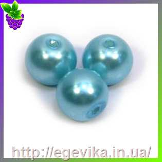 Купить Бусина перлова, стекло, колір блакитна хвиля, 8 мм