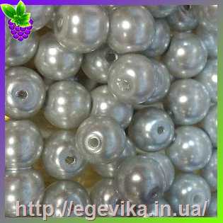 Купить Бусина перлова, стекло, колір сірий холодний, 8 мм